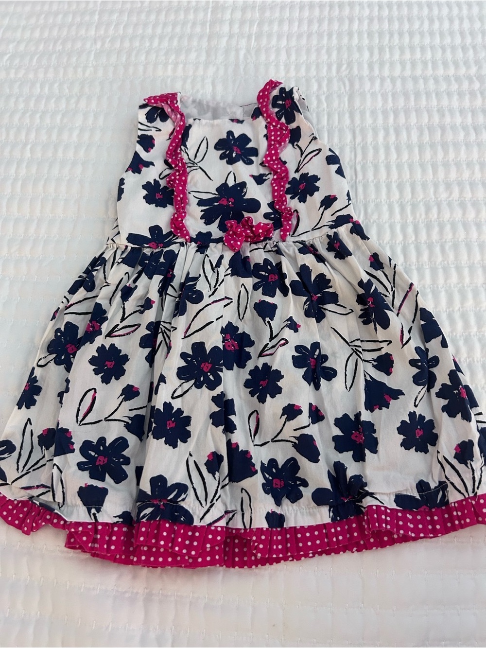 Nannette Kids Floral Cotton Dress with Pink Trim for Girls. Size 3T